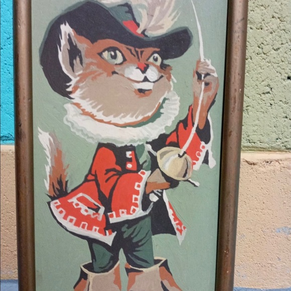 Vintage Puss In Boots Cat Paint-By-Numbers painting - Picture 2 of 4